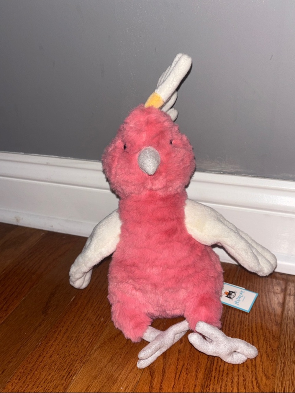 Jellycat Pink and Cream Parrot Plush Stuffed Bird